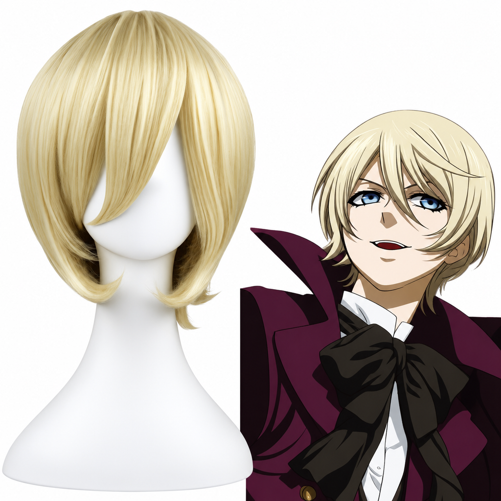 Alois Inspired Anime Cosplay Wig – 35cm Short Beige Synthetic Wig | Thread Armours