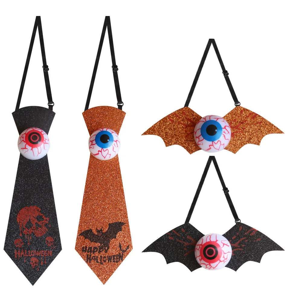 Glowing Eyeball Tie & Bat Bow Tie | Halloween Cosplay Accessory | Thread Armours