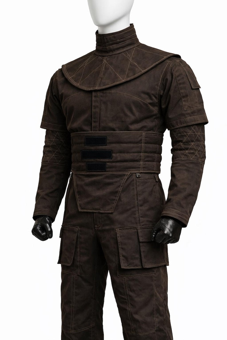 Sci-Fi Custom Cosplay Costume Mandalorian Inspired Dark Brown Flight Suit | Thread Armours