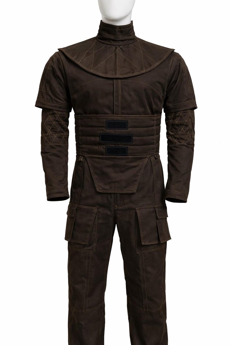 Sci-Fi Custom Cosplay Costume Mandalorian Inspired Dark Brown Flight Suit | Thread Armours