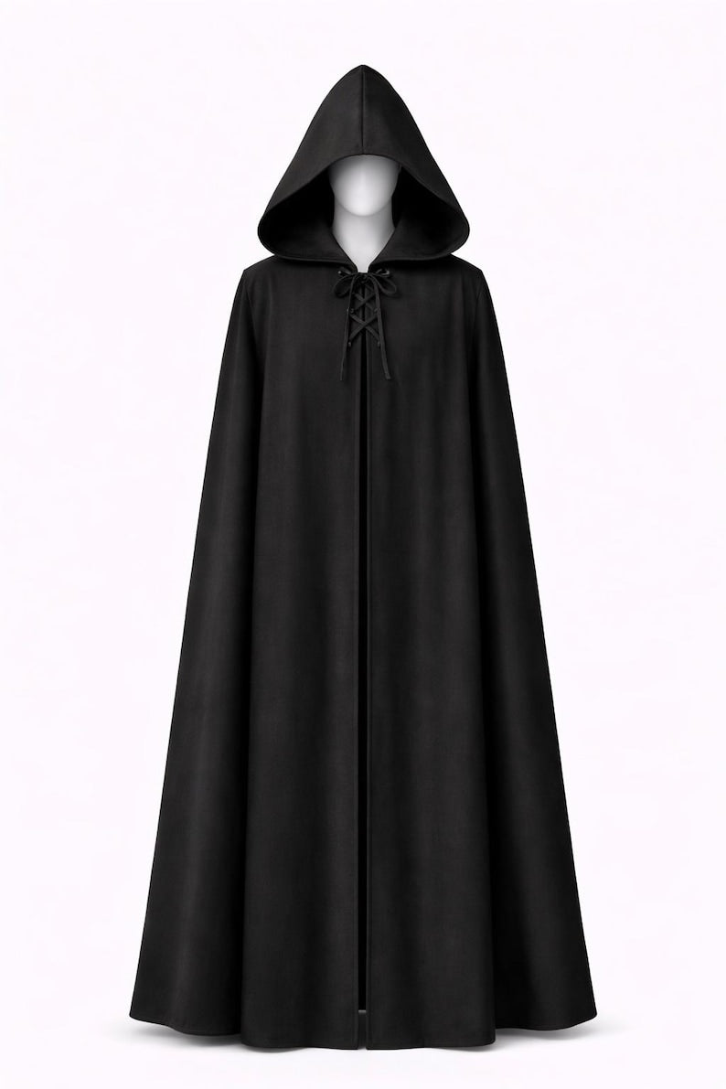 Black Hooded Cape Custom Made Mandalorian Inspired Cosplay Cloak | Thread Armours