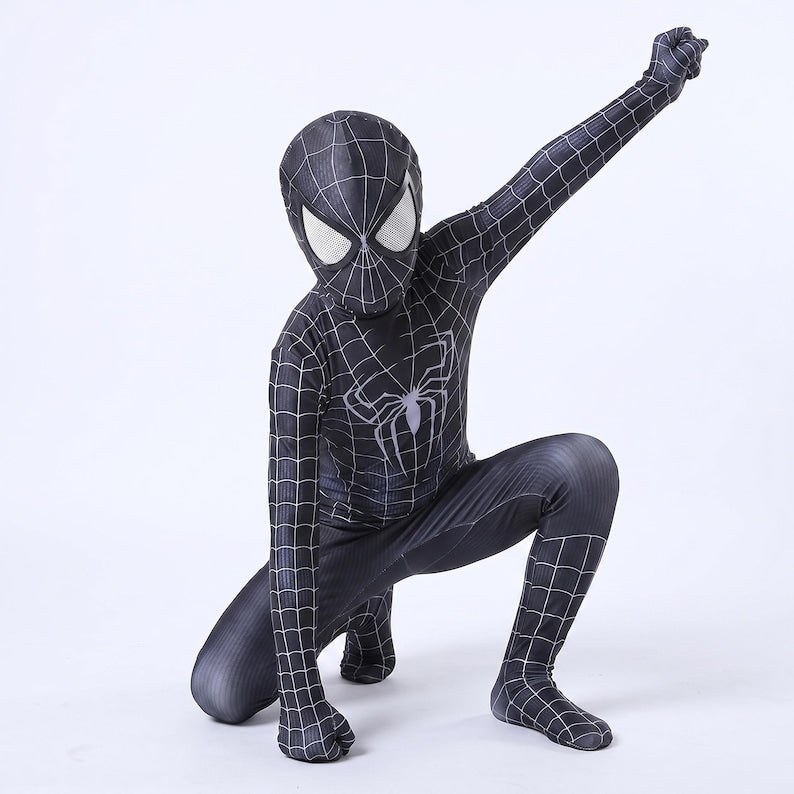 Black Symbiote Spiderman Inspired Suit Kids & Adults Superhero Cosplay Costume | Thread Armours
