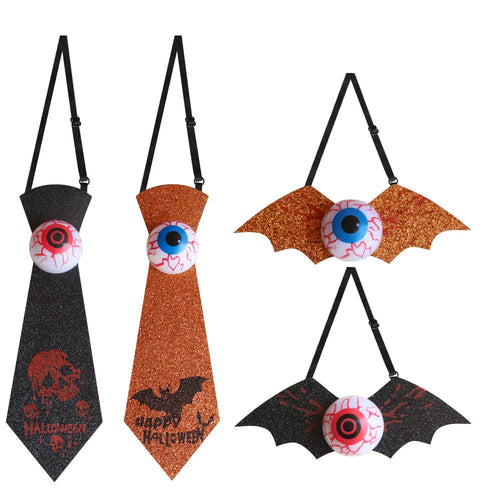 Glowing Eyeball Tie & Bat Bow Tie | Halloween Cosplay Accessory | Thread Armours