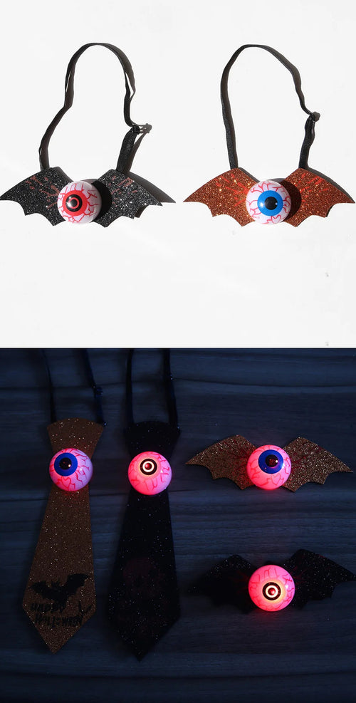 Glowing Eyeball Tie & Bat Bow Tie | Halloween Cosplay Accessory | Thread Armours