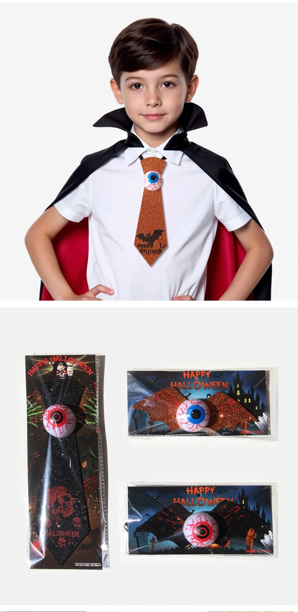 Glowing Eyeball Tie & Bat Bow Tie | Halloween Cosplay Accessory | Thread Armours
