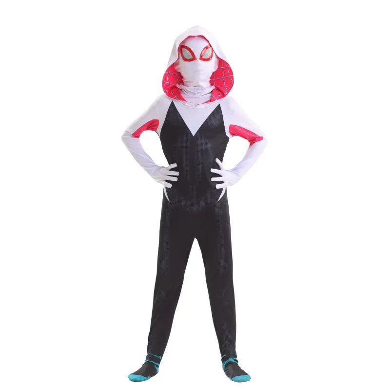 Spider-Gwen Inspired White Hooded Spider Superhero Cosplay Costume | Thread Armours